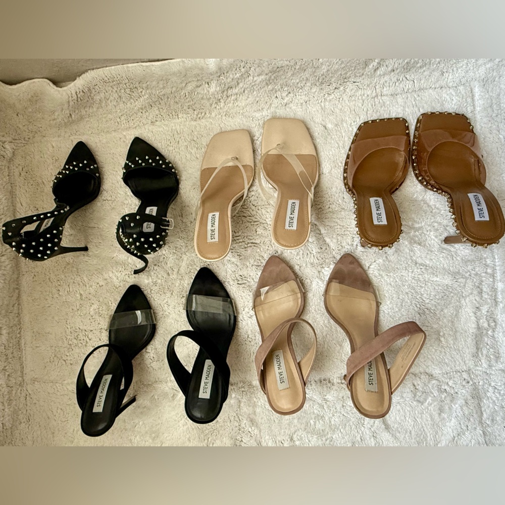 Steve Madden Elegant Black, Cream, and Tan Heels Set